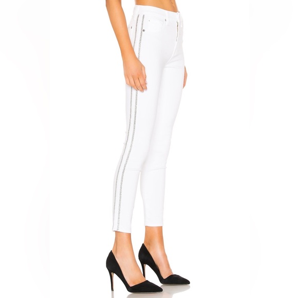 7 FOR ALL MANKIND WHITE SKINNY JEANS WITH SILVER ACCENT - Picture 2 of 8